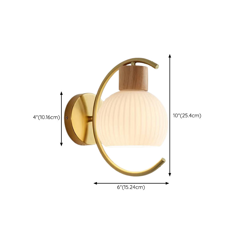 Single Modernism Beige Wall Mounted Sconce Shaded Wall Light with Wood