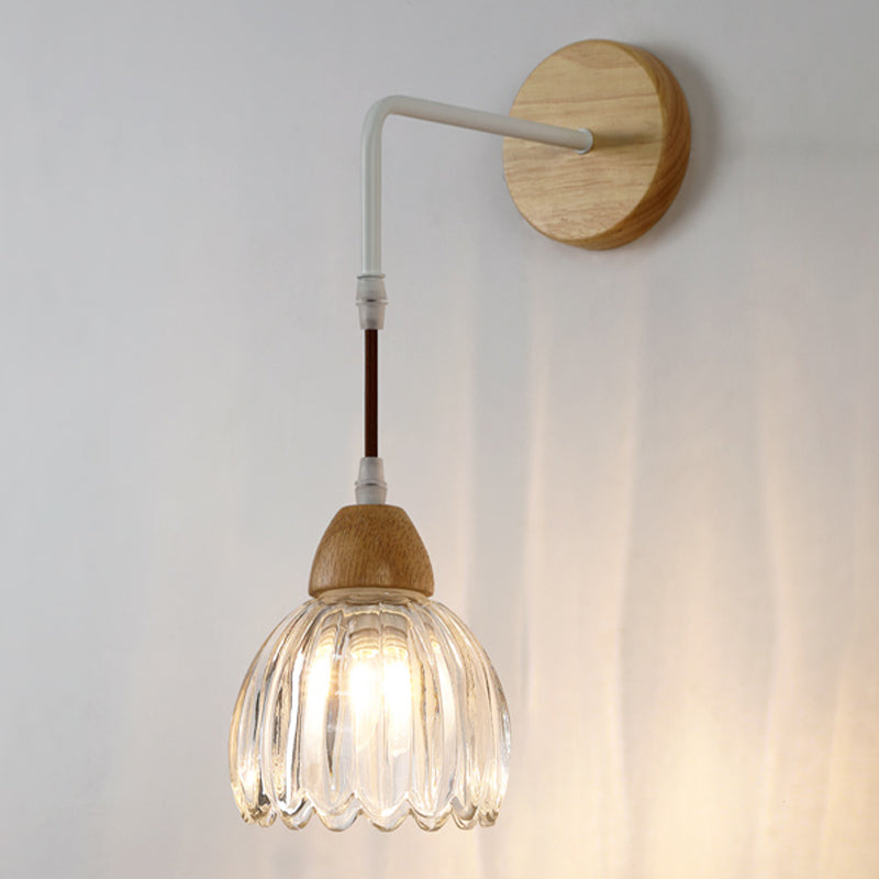 Japanese Style Wall Light Geometry Shape Wall Lamp with Glass Shade for Living Room
