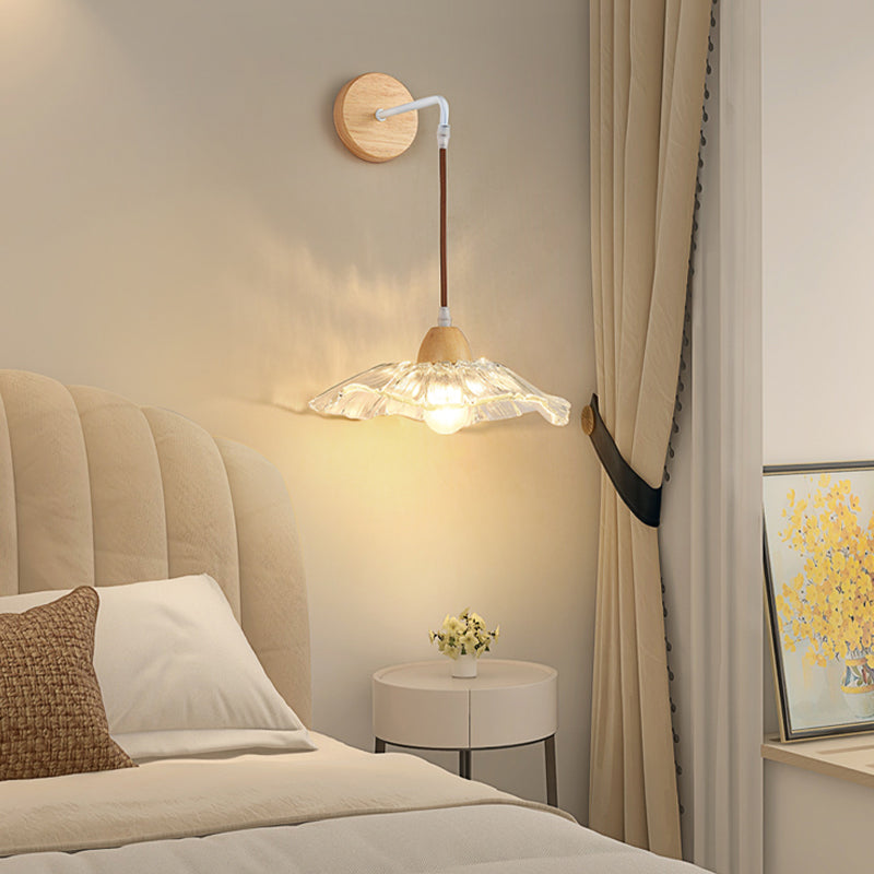 Japanese Style Wall Light Geometry Shape Wall Lamp with Glass Shade for Living Room