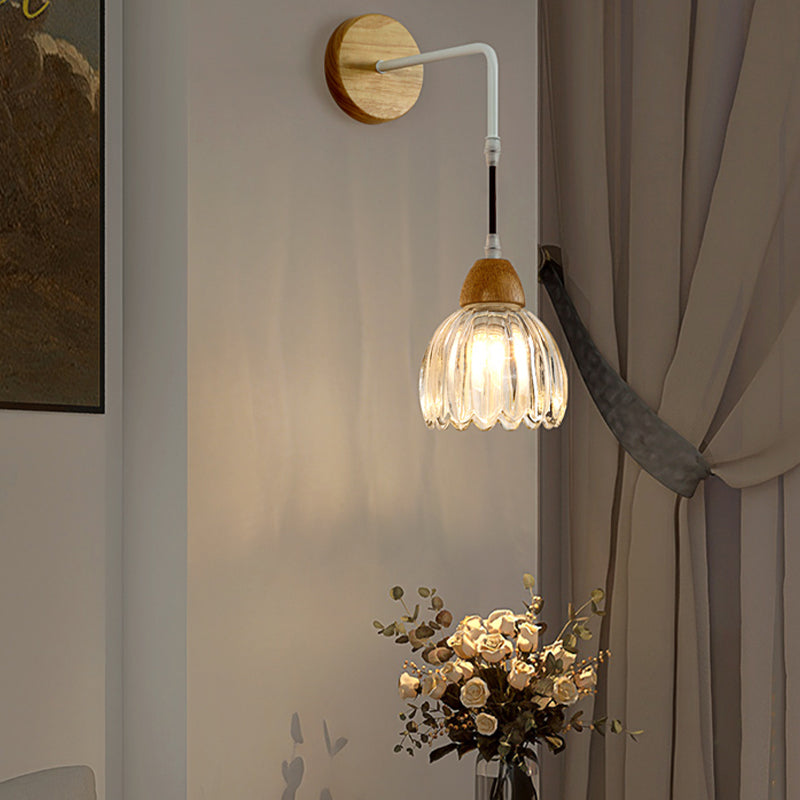 Japanese Style Wall Light Geometry Shape Wall Lamp with Glass Shade for Living Room