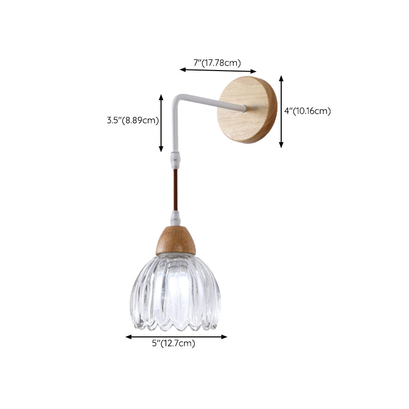 Japanese Style Wall Light Geometry Shape Wall Lamp with Glass Shade for Living Room