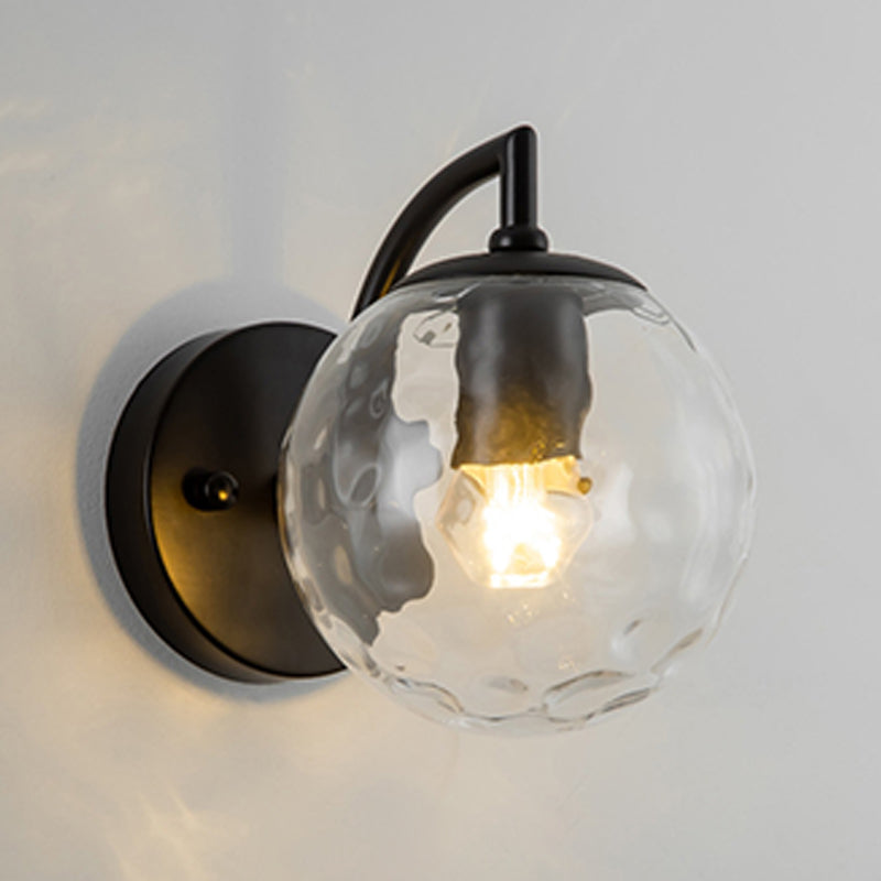 Industrial Style Ball Wall Sconce Glass 1 Light Sconces for Bedroom