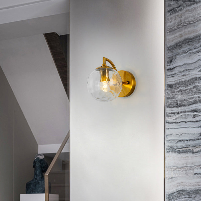 Industrial Style Ball Wall Sconce Glass 1 Light Sconces for Bedroom
