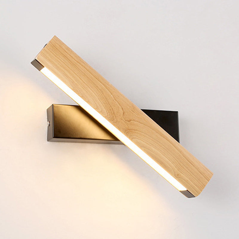 Single Modernism Beige Wall Mounted Sconce Wooden LED Wall Light