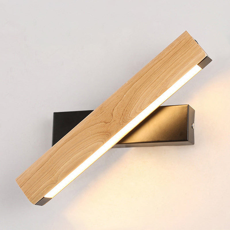 Single Modernism Beige Wall Mounted Sconce Wooden LED Wall Light