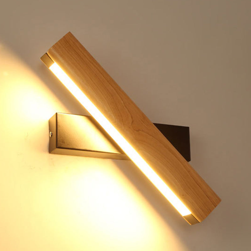 Single Modernism Beige Wall Mounted Sconce Wooden LED Wall Light