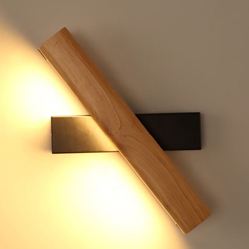 Single Modernism Beige Wall Mounted Sconce Wooden LED Wall Light