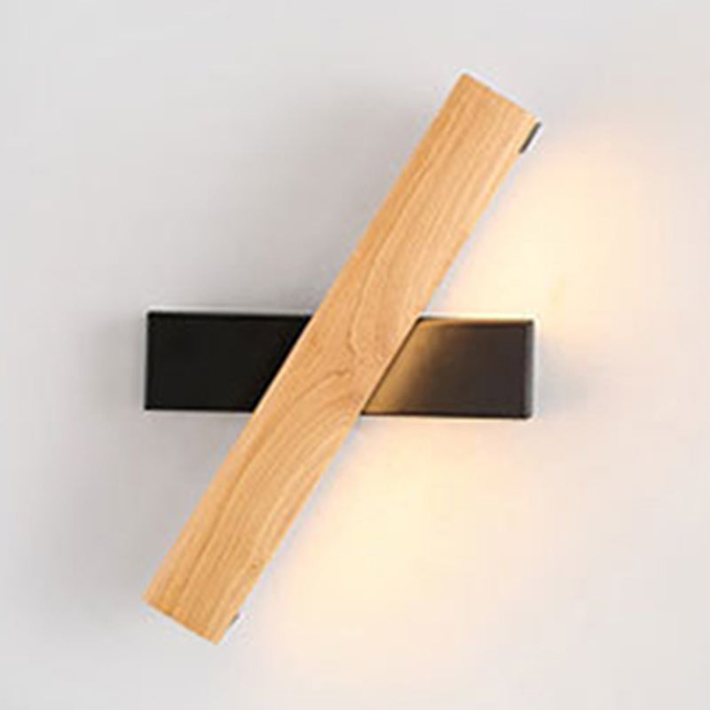 Single Modernism Beige Wall Mounted Sconce Wooden LED Wall Light