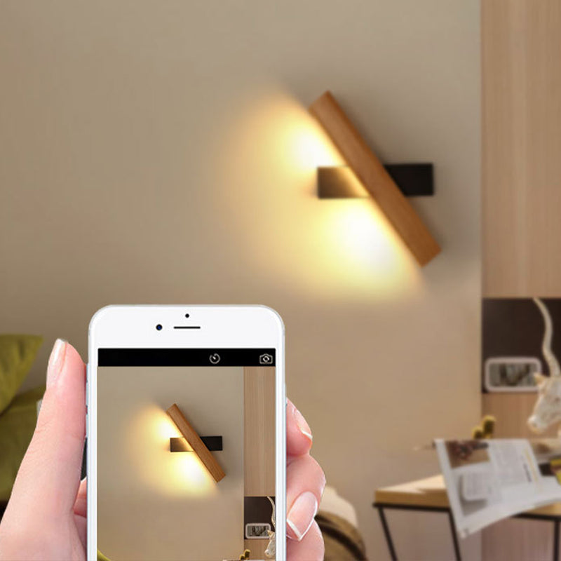 Single Modernism Beige Wall Mounted Sconce Wooden LED Wall Light