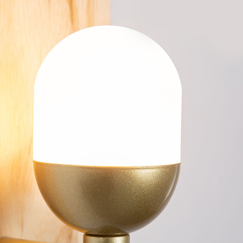 Single Modernism Beige Wall Mounted Sconce Oval Wooden Wall Light