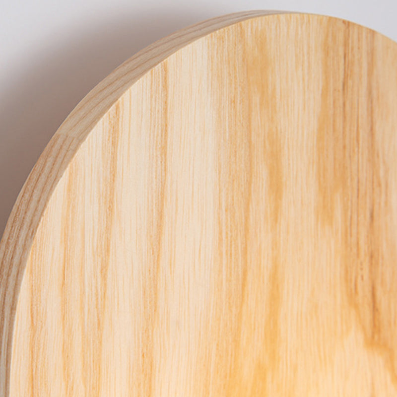 Single Modernism Beige Wall Mounted Sconce Oval Wooden Wall Light