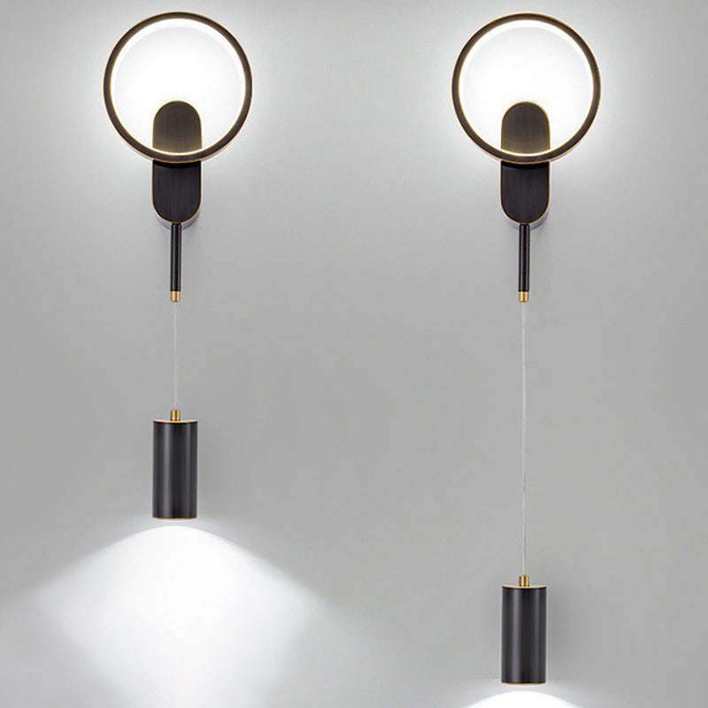 Modern Style Circle Shape Wall Light Metal 2 Light Sconces for Bedroom