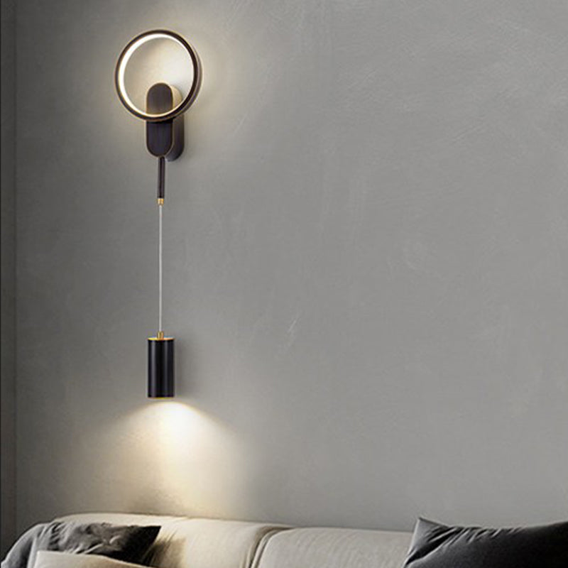 Modern Style Circle Shape Wall Light Metal 2 Light Sconces for Bedroom