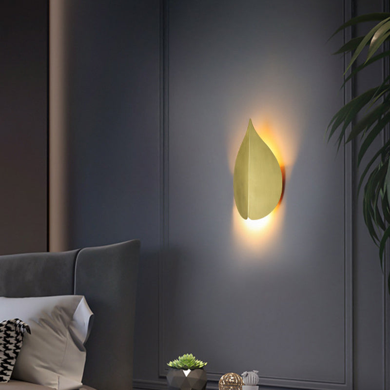 Leaf Shape 1 - Light Wall Mount Light Solid Brass LED Post Modern Wall Light in Gold