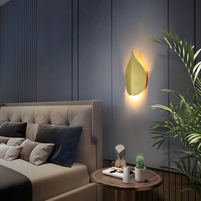 Leaf Shape 1 - Light Wall Mount Light Solid Brass LED Post Modern Wall Light in Gold