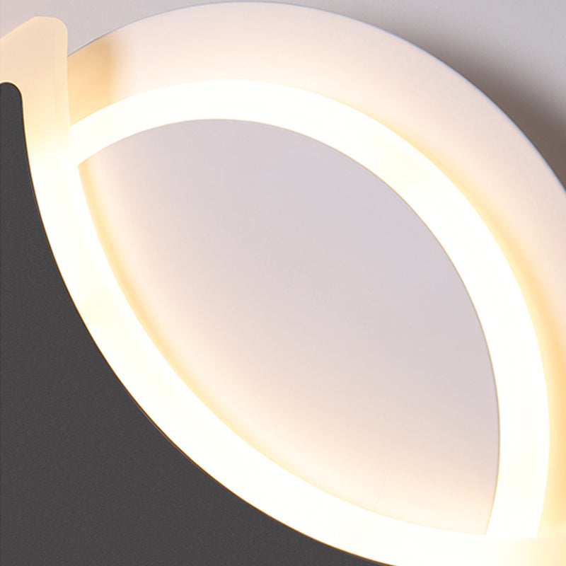 Modern 2 - Light Round Wall Light in Black / White Finish Iron and Acrylic Wall Flush