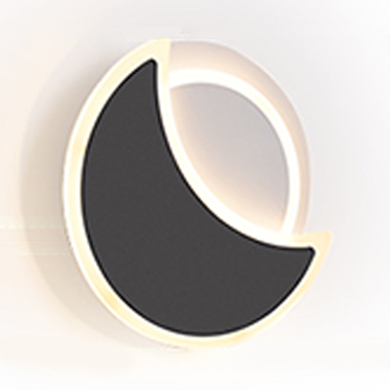 Modern 2 - Light Round Wall Light in Black / White Finish Iron and Acrylic Wall Flush