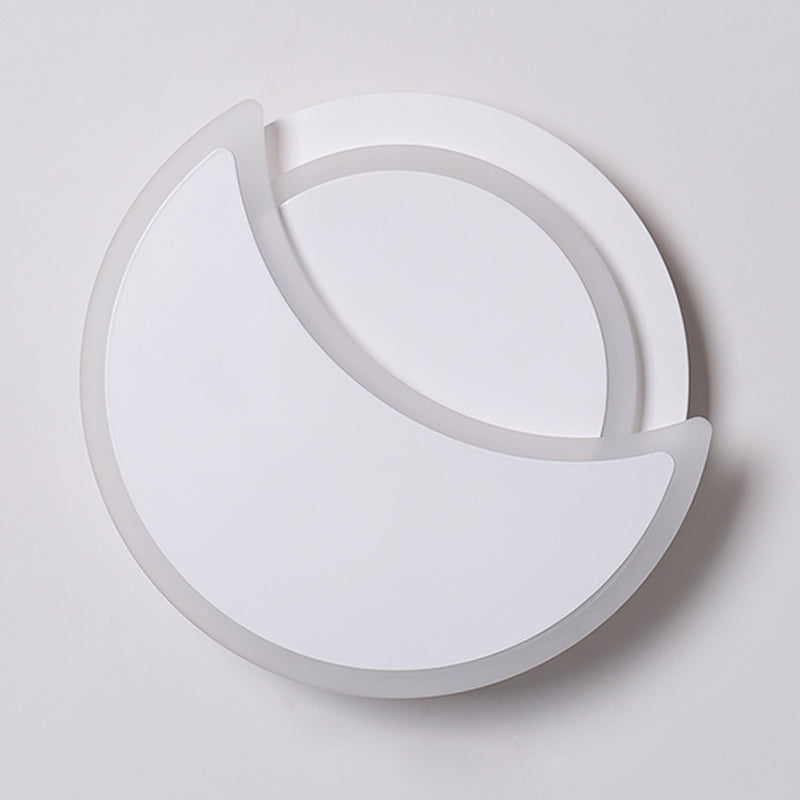 Modern 2 - Light Round Wall Light in Black / White Finish Iron and Acrylic Wall Flush