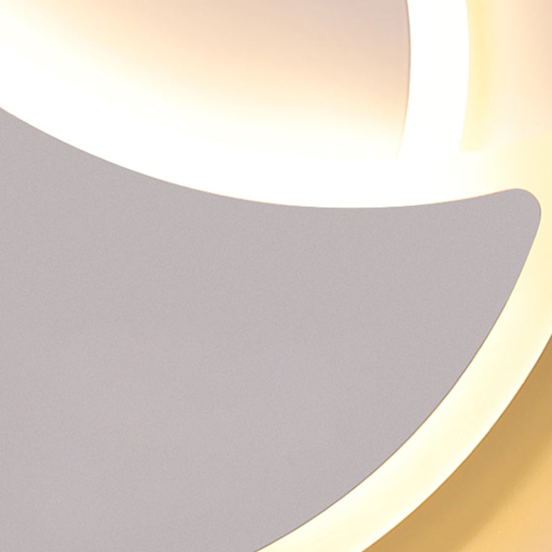 Modern 2 - Light Round Wall Light in Black / White Finish Iron and Acrylic Wall Flush