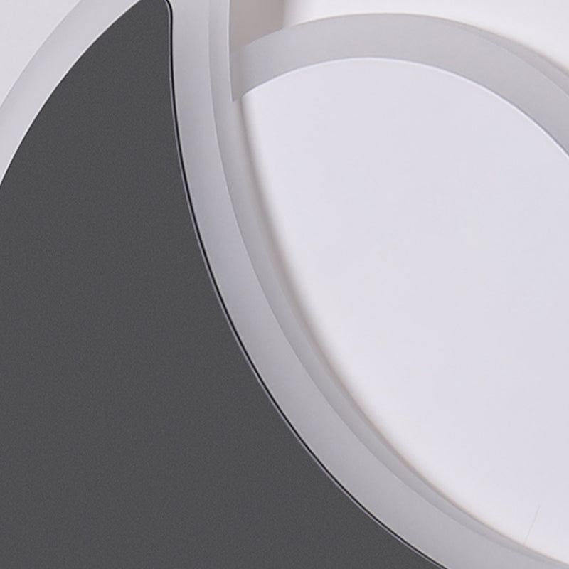 Modern 2 - Light Round Wall Light in Black / White Finish Iron and Acrylic Wall Flush