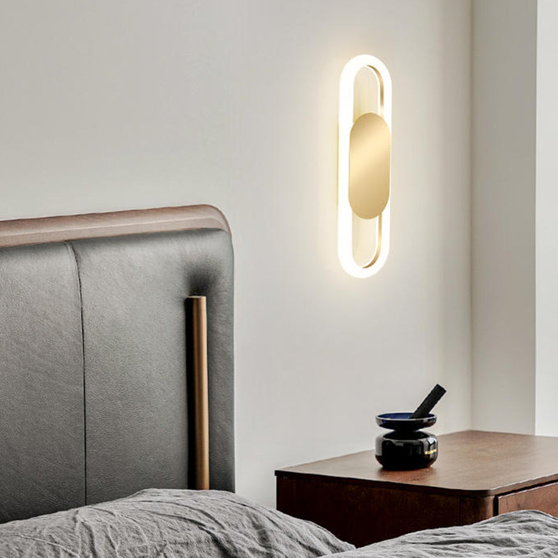 Oval 1 - Light Wall Flush Mount in Gold / Black Post Modern LED Wall Light