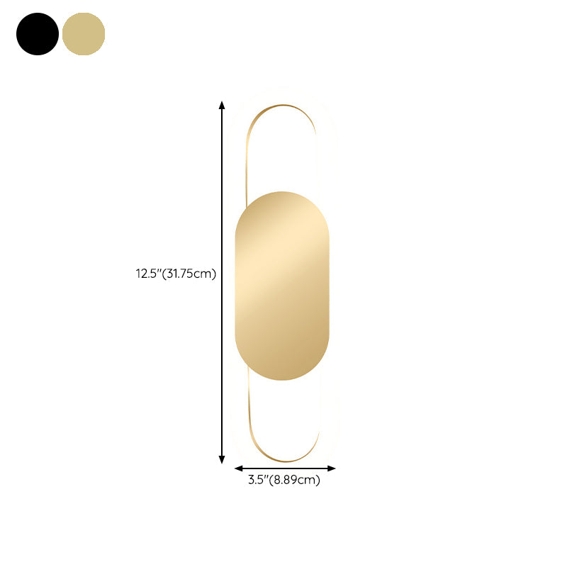 Oval 1 - Light Wall Flush Mount in Gold / Black Post Modern LED Wall Light
