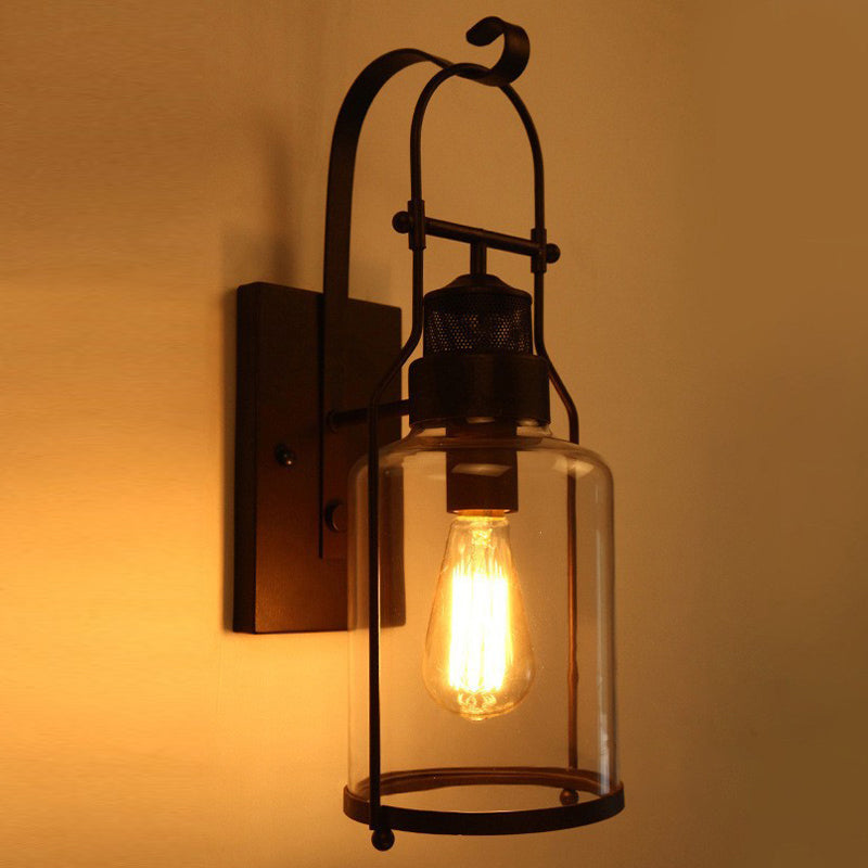 Cylinder Shape Wall Lamp Industrial Style Metal 1 Light Sconce for Living Room
