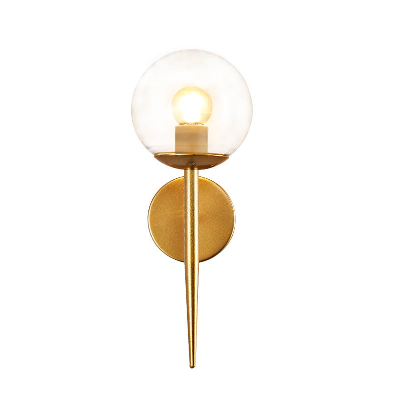 Clear Globe Shade Wall Sconce Metal Contemporary Wall Armed Light in Black / Gold