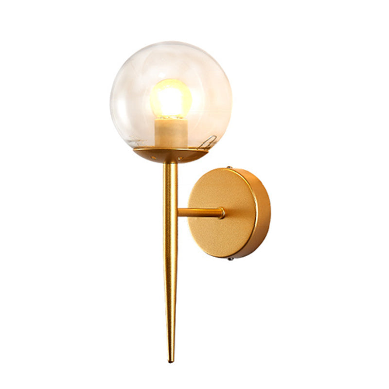 Clear Globe Shade Wall Sconce Metal Contemporary Wall Armed Light in Black / Gold