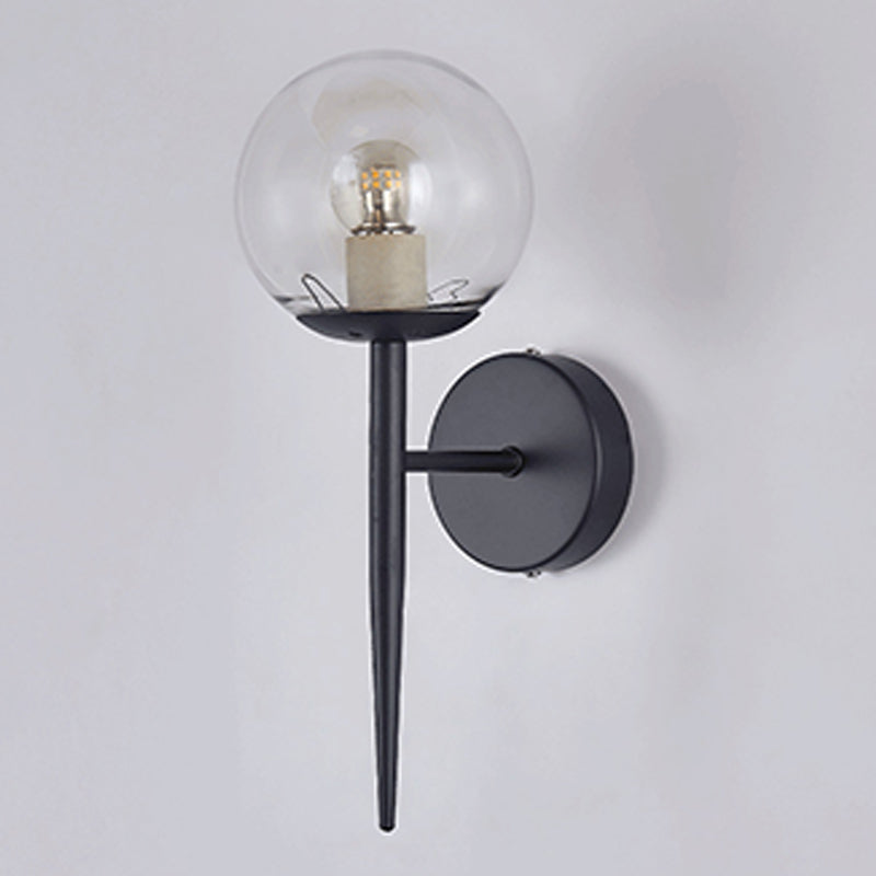 Clear Globe Shade Wall Sconce Metal Contemporary Wall Armed Light in Black / Gold