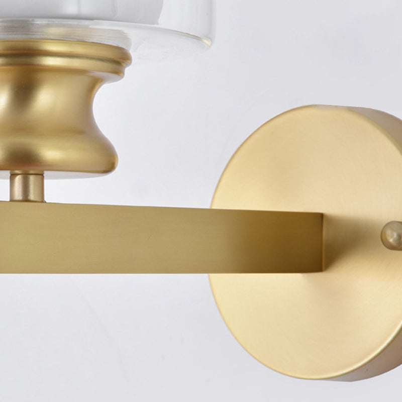 Modern 1 - Light Armed Wall Lighting Solid Brass and Cylinder Glass Shade Wall Sconce