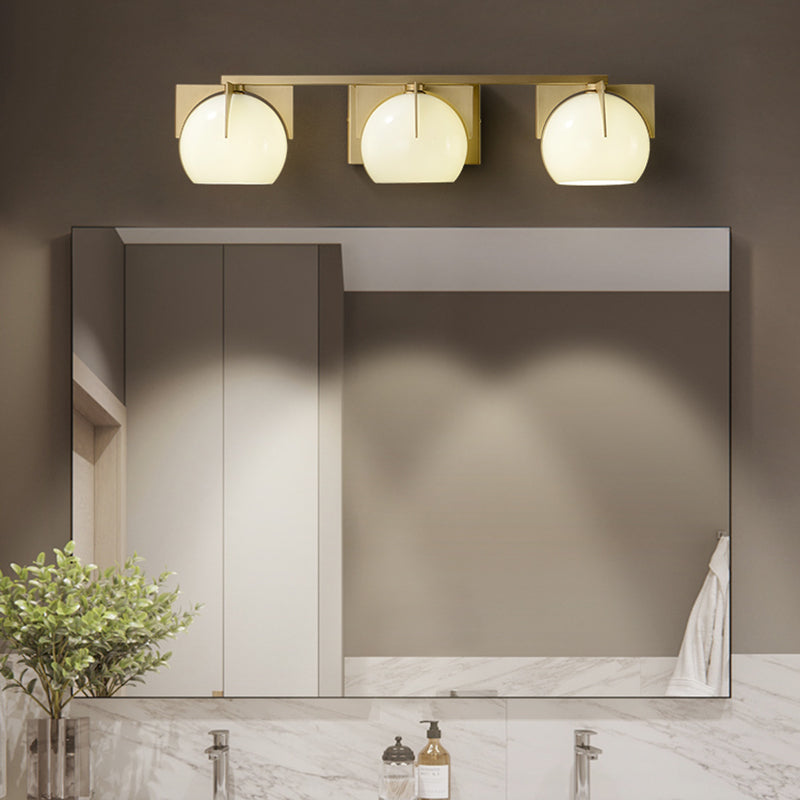 Postmodern Metal Wall Sconce Geometric Shape Vanity Lamp with Glass Shade for Bathroom