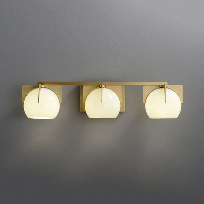 Postmodern Metal Wall Sconce Geometric Shape Vanity Lamp with Glass Shade for Bathroom