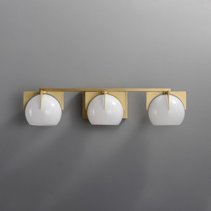 Postmodern Metal Wall Sconce Geometric Shape Vanity Lamp with Glass Shade for Bathroom