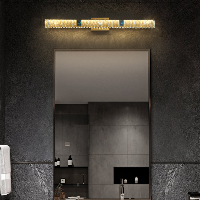 Postmodern Metal Wall Sconce Geometric Shape Vanity Lamp with Crystal Shade for Bathroom
