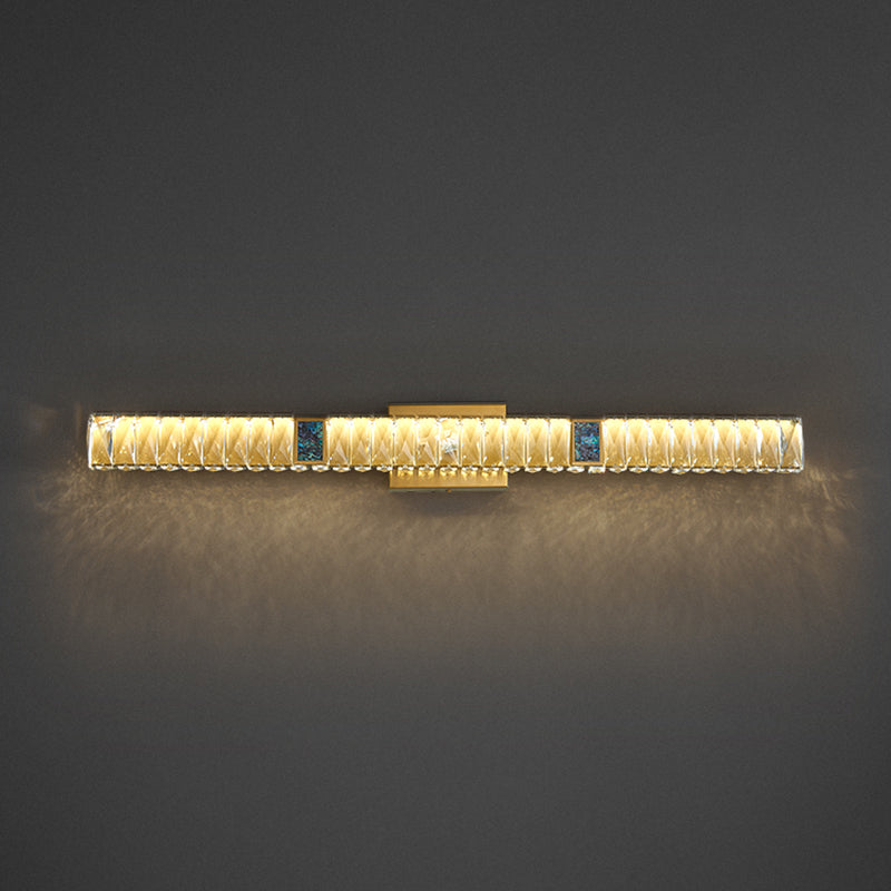 Postmodern Metal Wall Sconce Geometric Shape Vanity Lamp with Crystal Shade for Bathroom