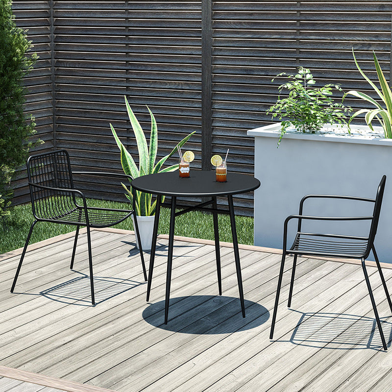 Modern Metal Bistro Table Set in Black 1/3/5 Pieces Dining Table Set for Outside