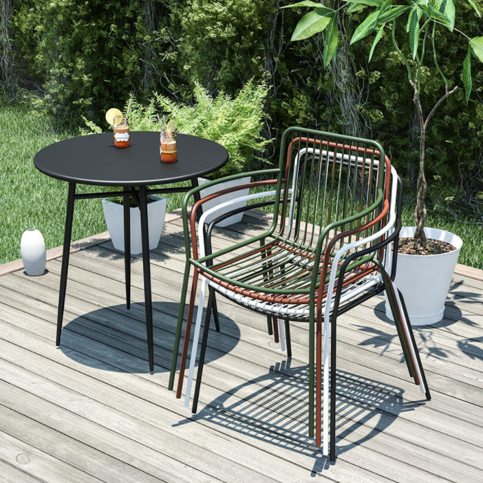 Modern Metal Bistro Table Set in Black 1/3/5 Pieces Dining Table Set for Outside