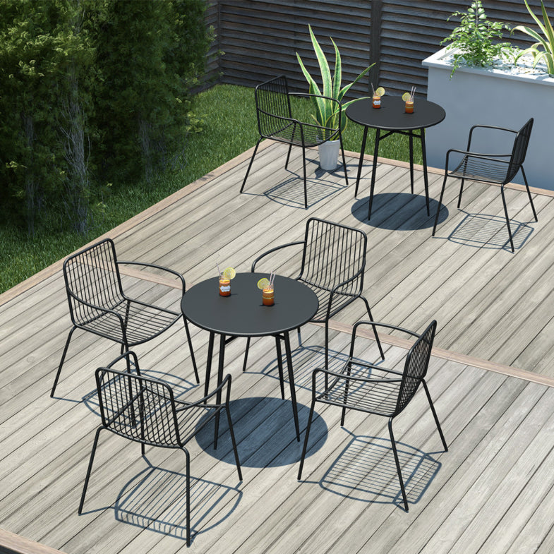 Modern Metal Bistro Table Set in Black 1/3/5 Pieces Dining Table Set for Outside