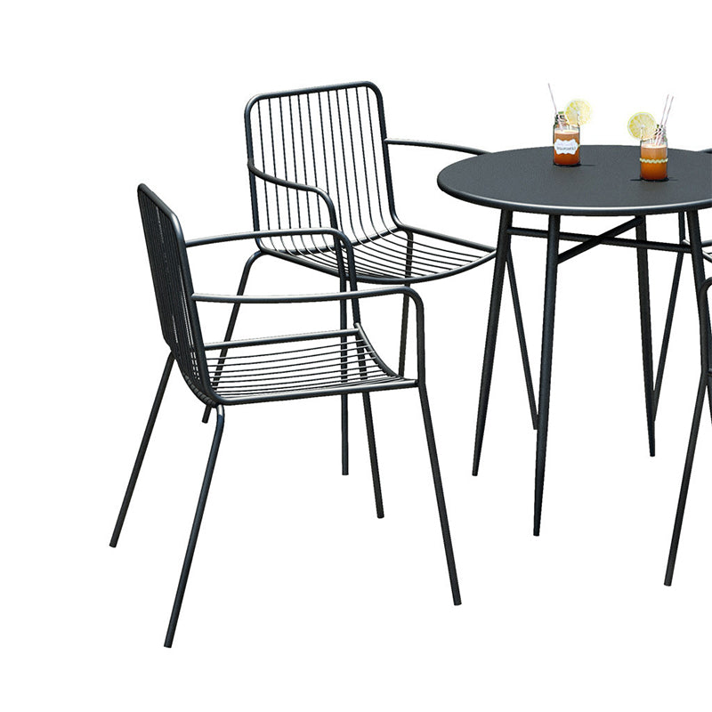 Modern Metal Bistro Table Set in Black 1/3/5 Pieces Dining Table Set for Outside