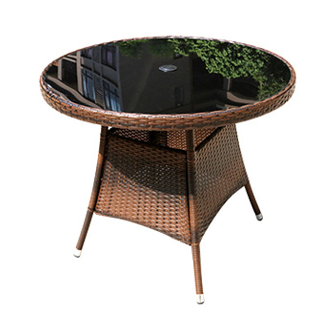 Modern Tempered Glass Outdoor Table Set 1/5/7 Pieces Bistro Table Set with Rat Base