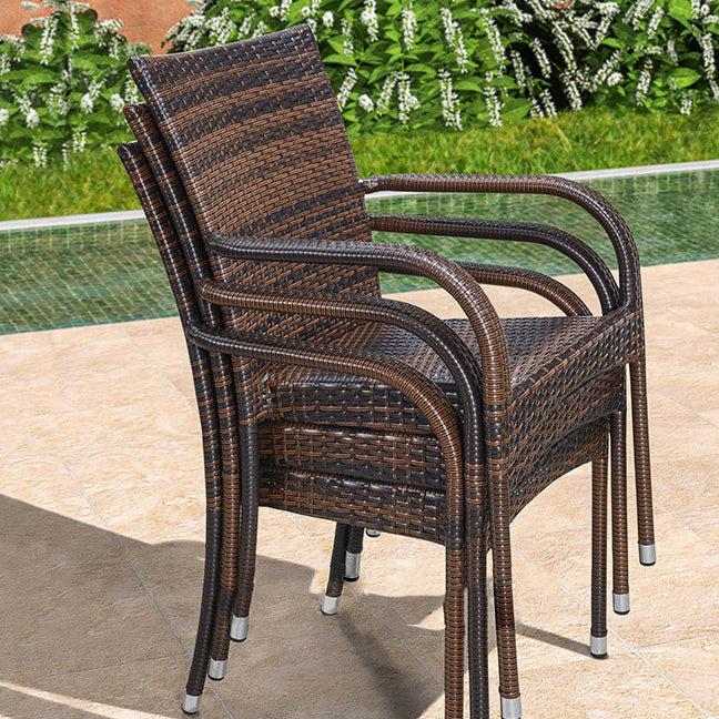 Modern Tempered Glass Outdoor Table Set 1/5/7 Pieces Bistro Table Set with Rat Base