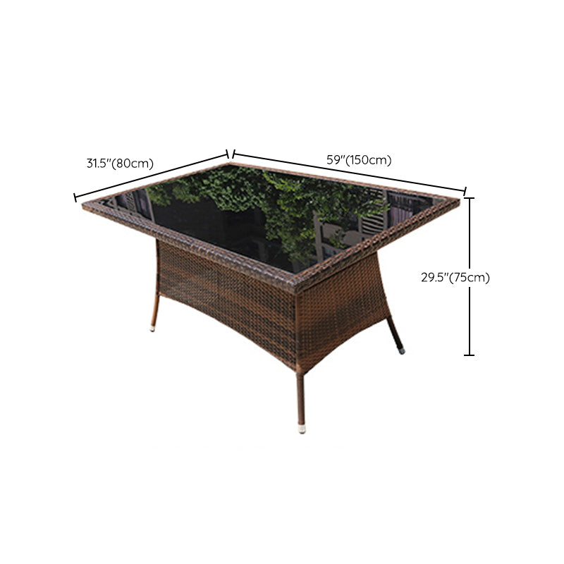 Modern Tempered Glass Outdoor Table Set 1/5/7 Pieces Bistro Table Set with Rat Base