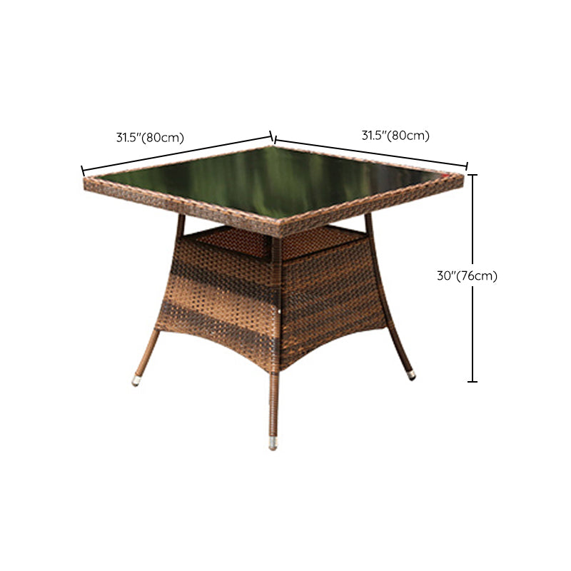 Modern Tempered Glass Outdoor Table Set 1/5/7 Pieces Bistro Table Set with Rat Base