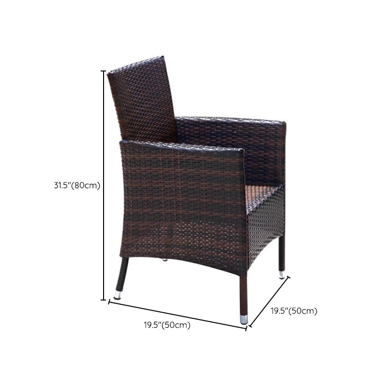 Modern Tempered Glass Outdoor Table Set 1/5/7 Pieces Bistro Table Set with Rat Base