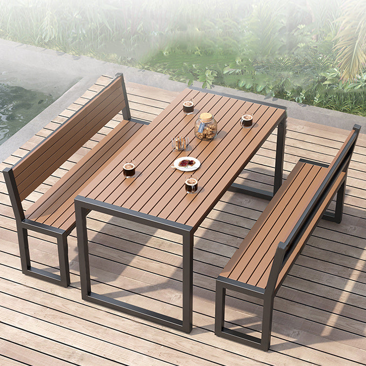 Rectangular Modern Picnic Table 1/3 Pieces Reclaimed Wood Dining Picnic Table