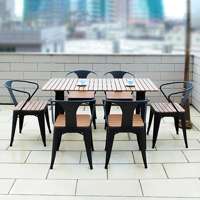 Modern Round Dining Set 1/2/5/7 Pieces Reclaimed Wood Dining Table Set for Outdoor