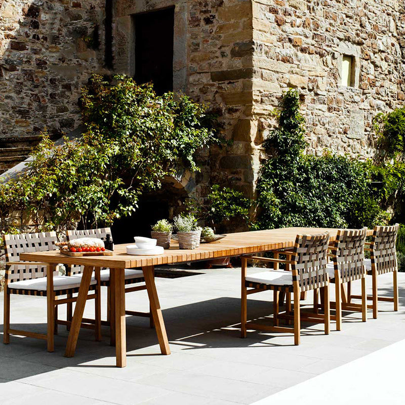 Modern 1/6 Pieces Rectangular Dining Set Solid Wood Dining Table Set for Outdoor