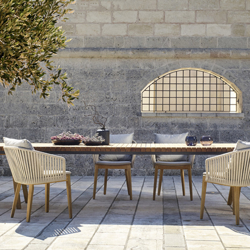 Modern 1/6 Pieces Rectangular Dining Set Solid Wood Dining Table Set for Outdoor