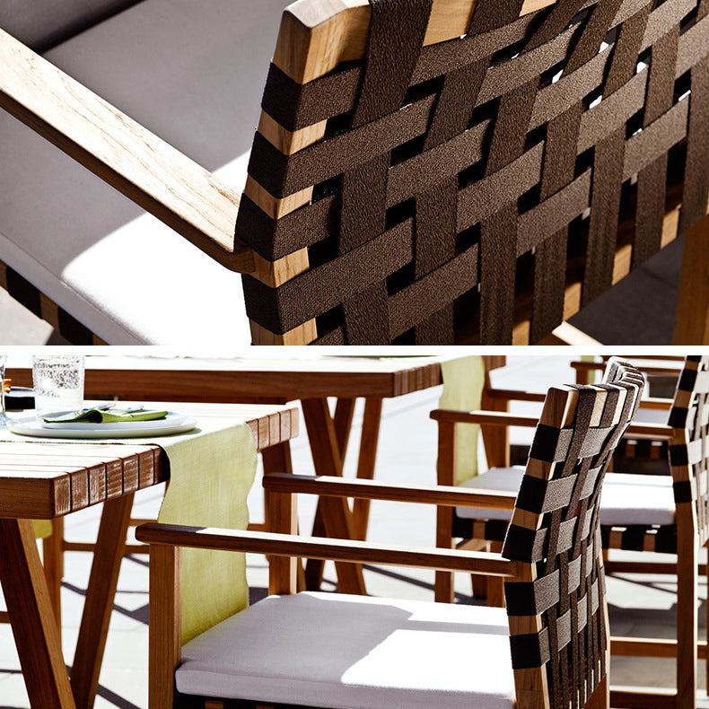 Modern 1/6 Pieces Rectangular Dining Set Solid Wood Dining Table Set for Outdoor